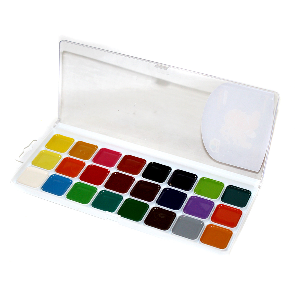 Фарба акварель "Творчість" 24 кольори, без пензлика, пластикова коробка 400106