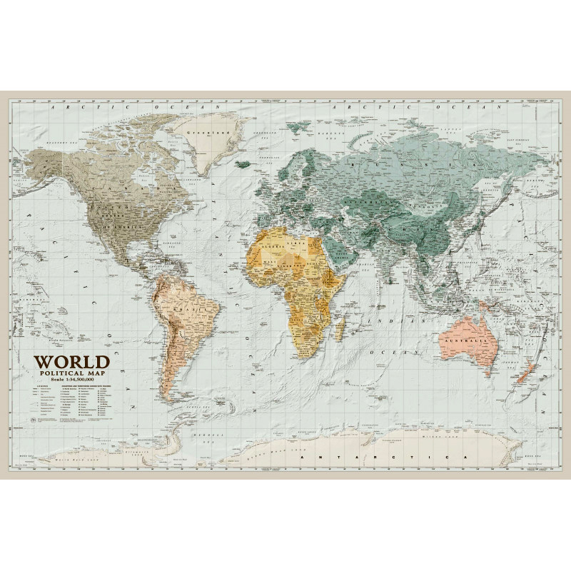 Карта світу - політична World Politikal map, М1 : 34 500 000, 100 х 70 см англійська мова, папір