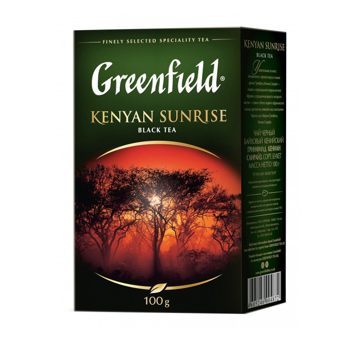 Чай Greenfield Kenyan Sunrise 100 г, чорний листовий з насиченим терпким смаком
