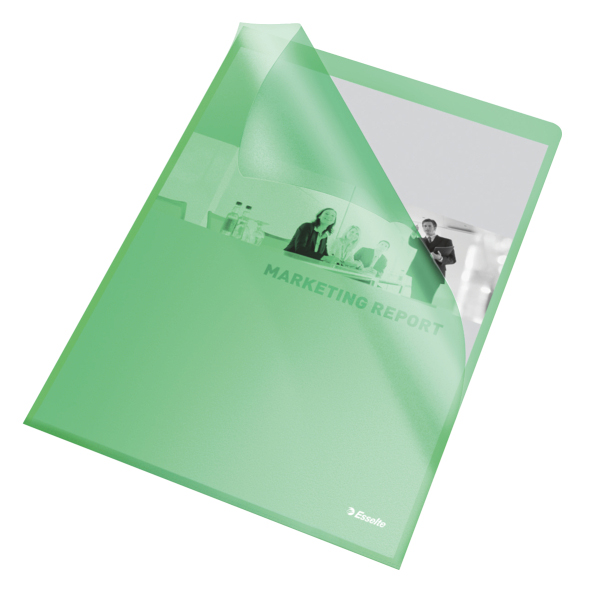 Папка-кутик Esselte Standard A4 PP 115 мкм, колір зелений, 220х25х307 мм, 25 штук в упаковці 60835