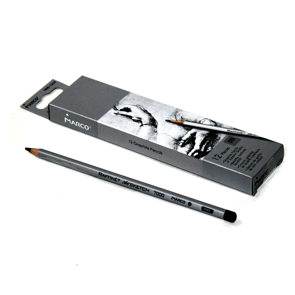 Олівець Marco чорнографітний 8В, 12 штук, шестигранні, картонна упаковка, ціна за 1 штуку 7000DM-12CB 8b