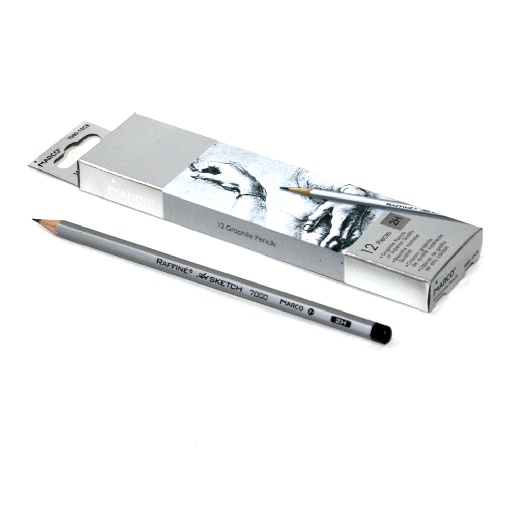 Олівець Marco чорнографітний 2H, 12 штук, шестигранні, картонна упаковка, ціна за 1 штуку 7000DM-12CB 2h