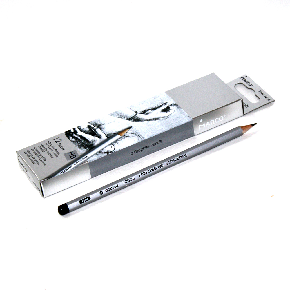 Олівець Marco чорнографітний НВ, 12 штук, шестигранні, картонна упаковка, ціна за 1 штуку 7000DM-12CB hb