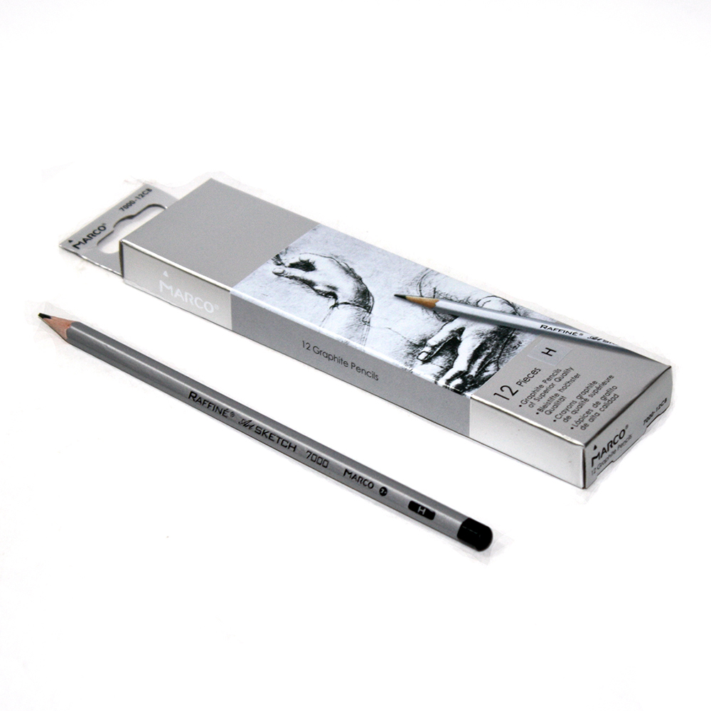 Олівець Marco чорнографітний H, 12 штук, шестигранні, картонна упаковка, ціна за 1 штуку 7000DM-12CB h
