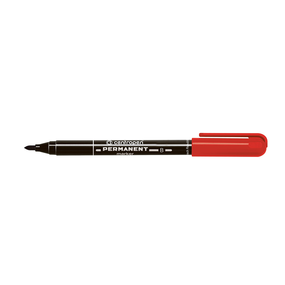 Маркер Centropen перманентний 2 мм, колір червоний, круглий пишучий вузол, спиртова основа 2836/02