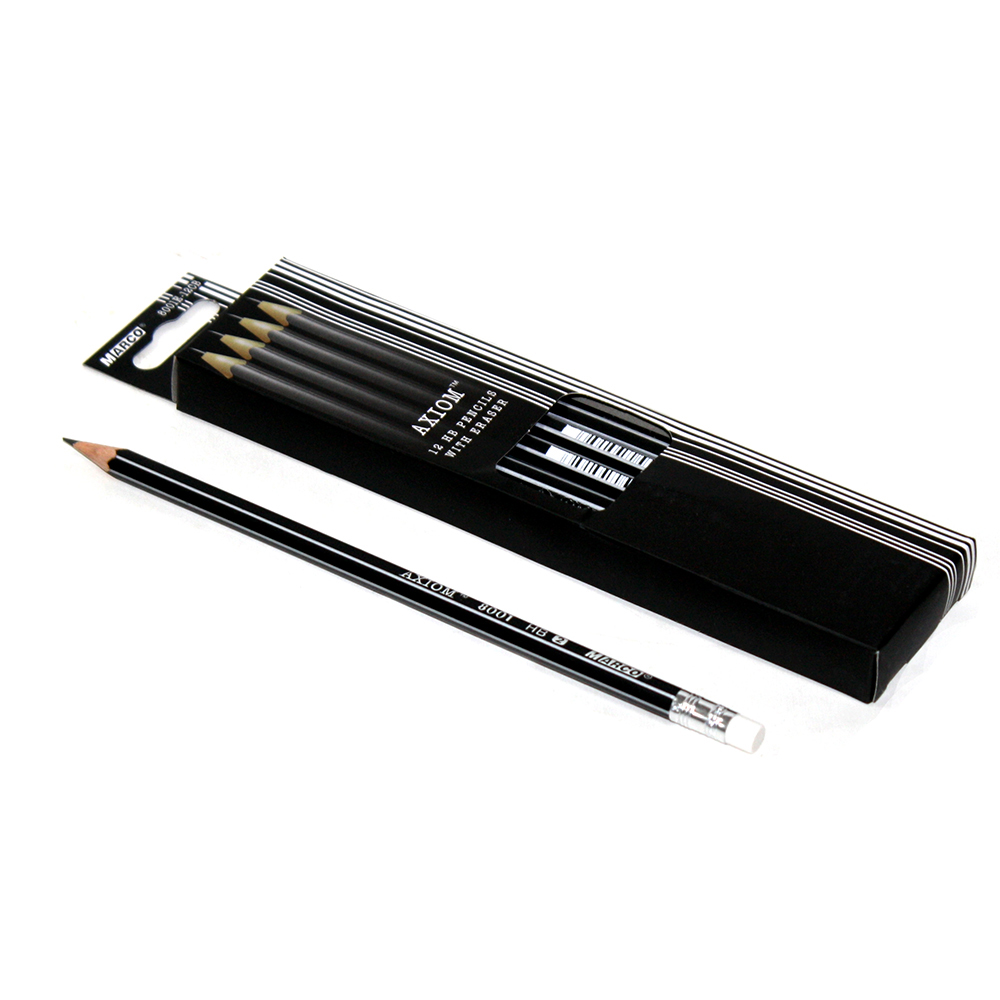 Олівець Marco чорнографітний НВ, Axiom 12 штук, шестигранні, картонна упаковка 8001E-12CB