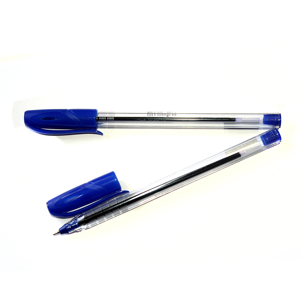 Ручка масляна Hiper Accord 0.7 мм, прозорий корпус, колір синій HO-500