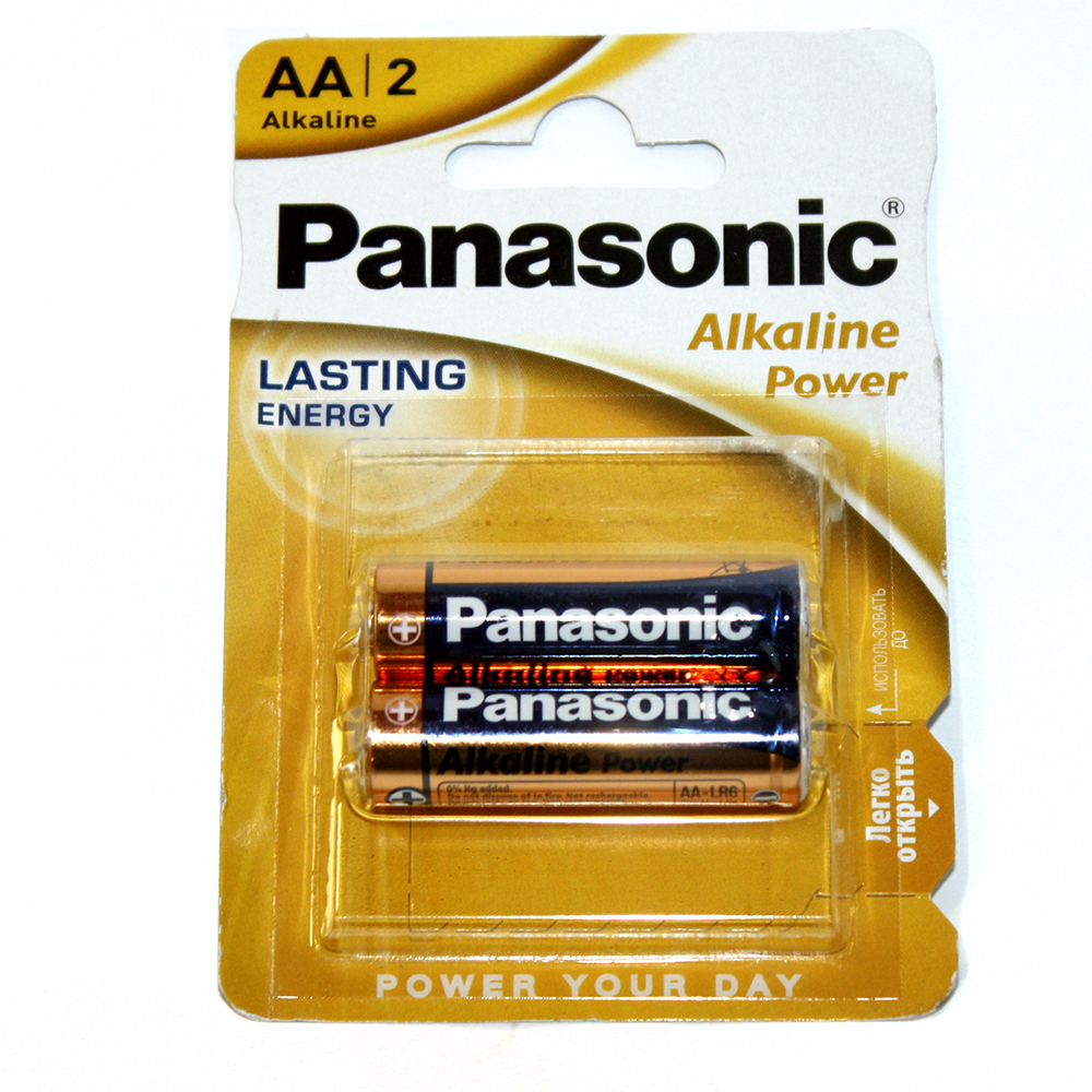 Батарейка Panasonic LR06, Alkaline Power (Bronze), 1.5 v, пальчик, 2 штуки в блістері LR06