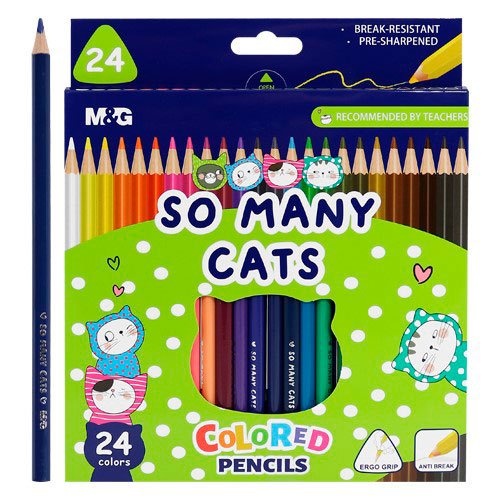 Олівці кольорові M&G So Many Cats, 24 кольорів AWP343A2