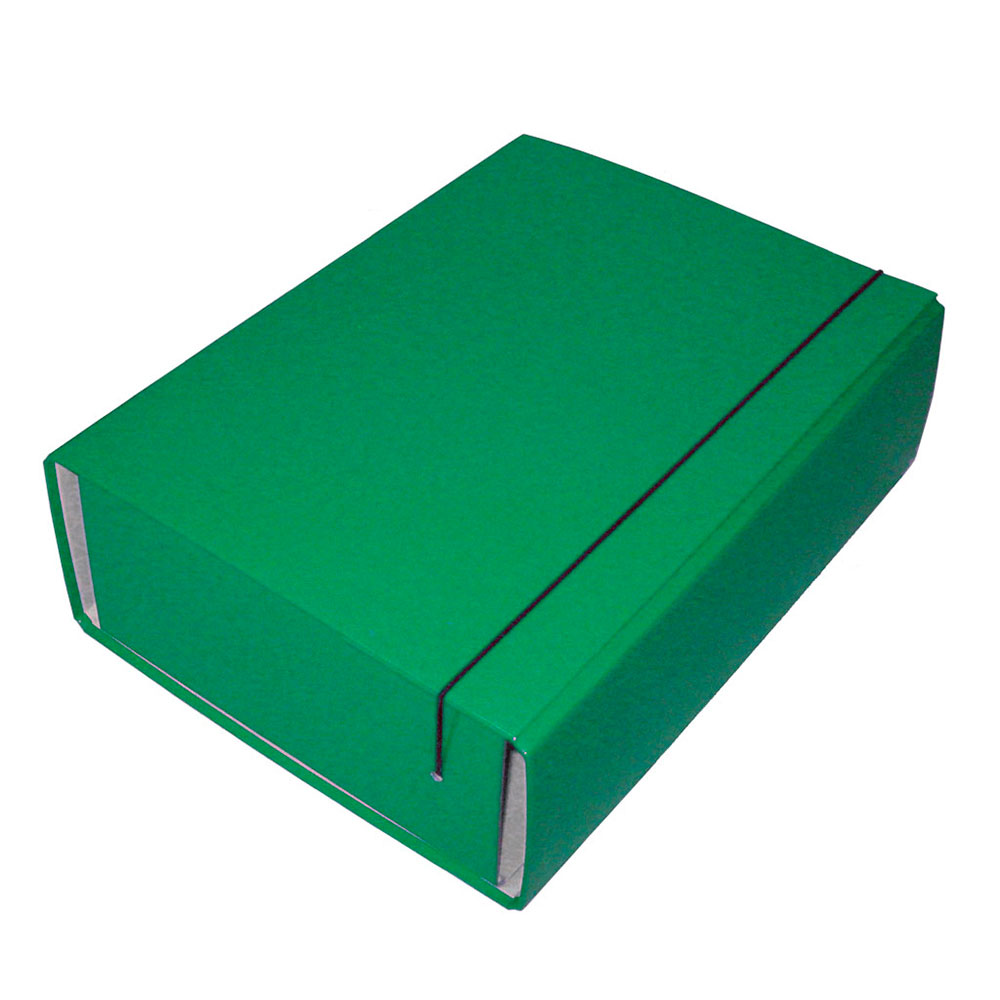 Папка - короб А4 ITEM 100 мм на гумці, лакове покриття, колір зелений іТЕМ306-100/06