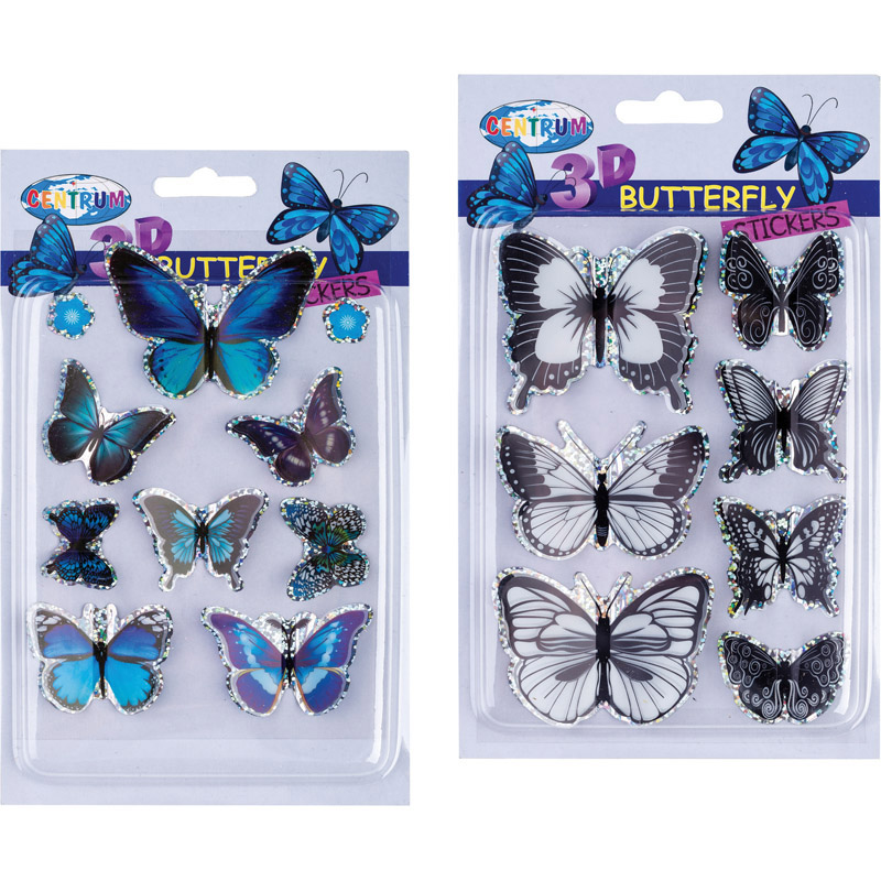 Наклейки Centrum "3D Butterfly" 30 х 40 мм, 20 х 30 мм, пластик, асорті 80759