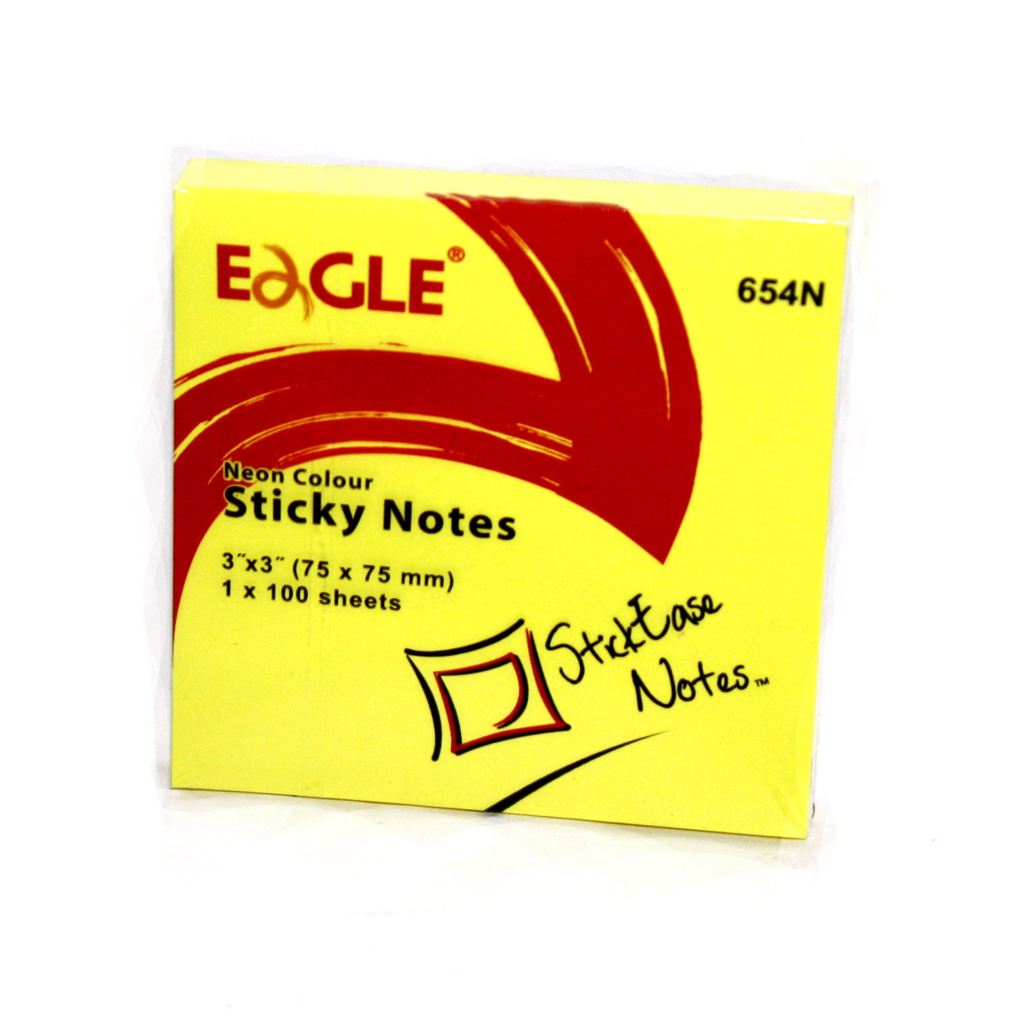 Папір для запису Eagle з клейкою смужкою 75 х 75 мм, 100 аркушів неонові кольори 654N
