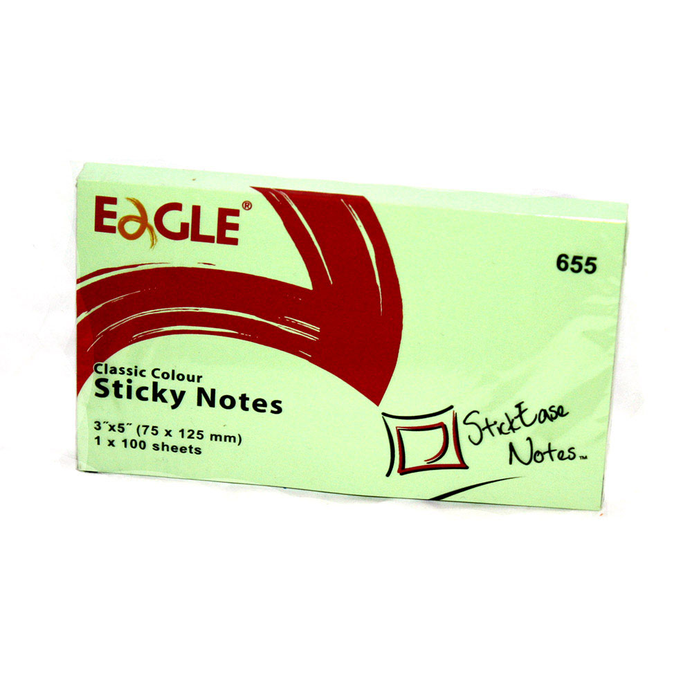 Папір для запису Eagle з клейкою смужкою 75 x 125 мм, 100 аркушів, кольоровий 655M