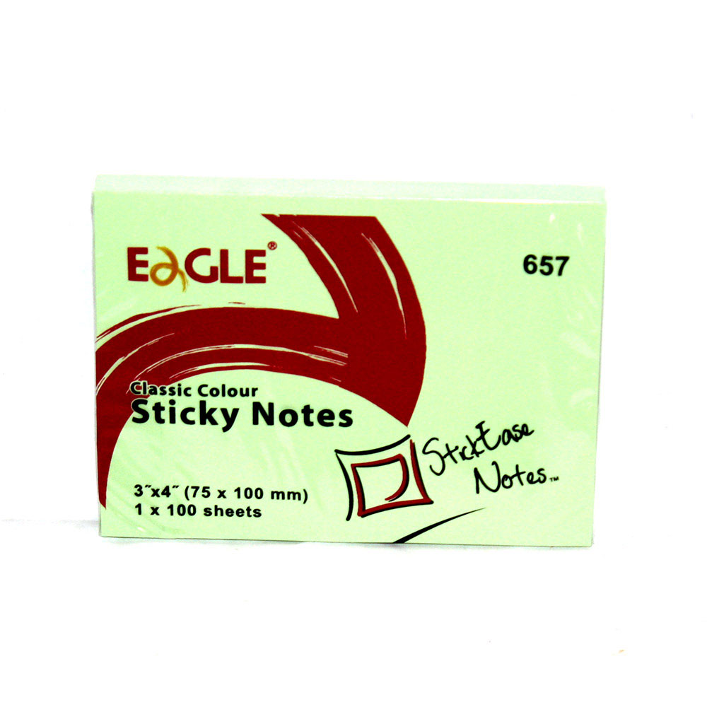Папір для запису Eagle з клейкою смужкою 75 х 105 мм, 100 аркушів, класичні кольори 657М
