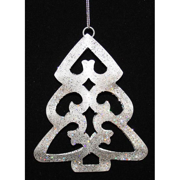 Підвіска Ялинка h=10 см, ялинкова прикраса для новорічних свят, на європідвісі, колір срібний 510164B