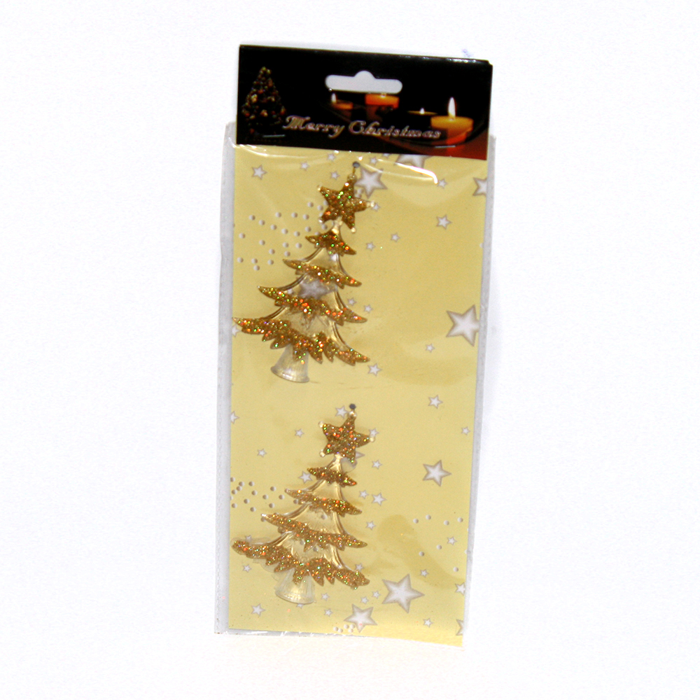 Набір новорічних підвісок Ялинок 10 см з золотим декором, 2 штуки в упаковці YK7285 /1