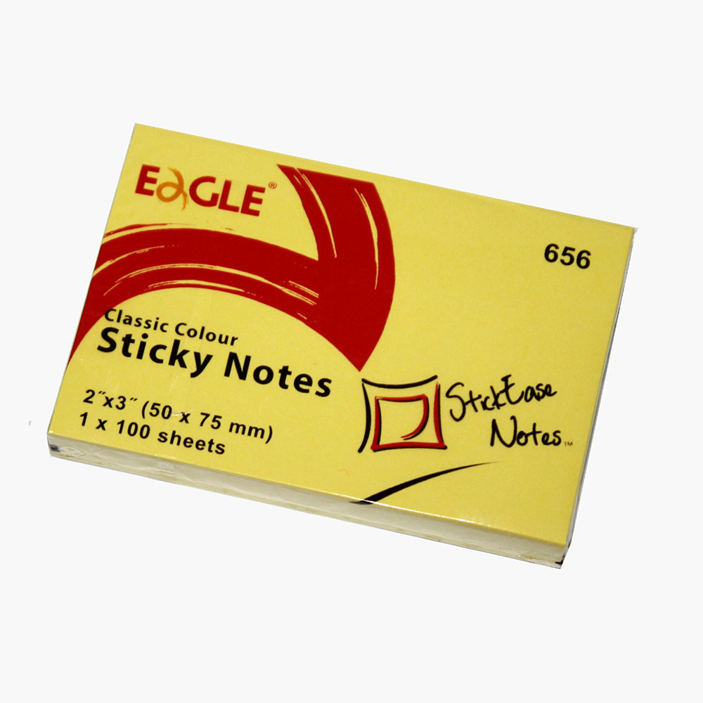 Папір для запису Eagle з клейкою смужкою 50 x 75 мм, 100арк., колір жовтий 656Y