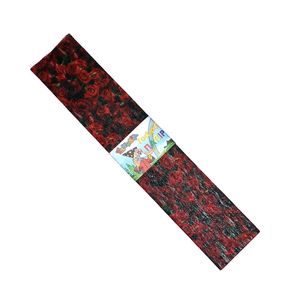 Креп-папір Fantasy 50 х 200 см, 20% з різнокольоровим надруком "Троянда"  , ціна за  1 штуку 80-56