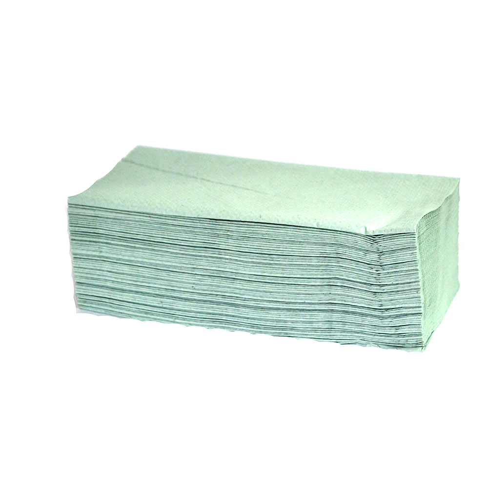 Рушники паперові ТМ Тріо V- укладка, зелені 180 листів в упаковці