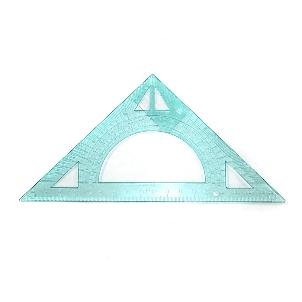 Трикутник 20 см з транспортиром, пластиковий, прозорий 0091