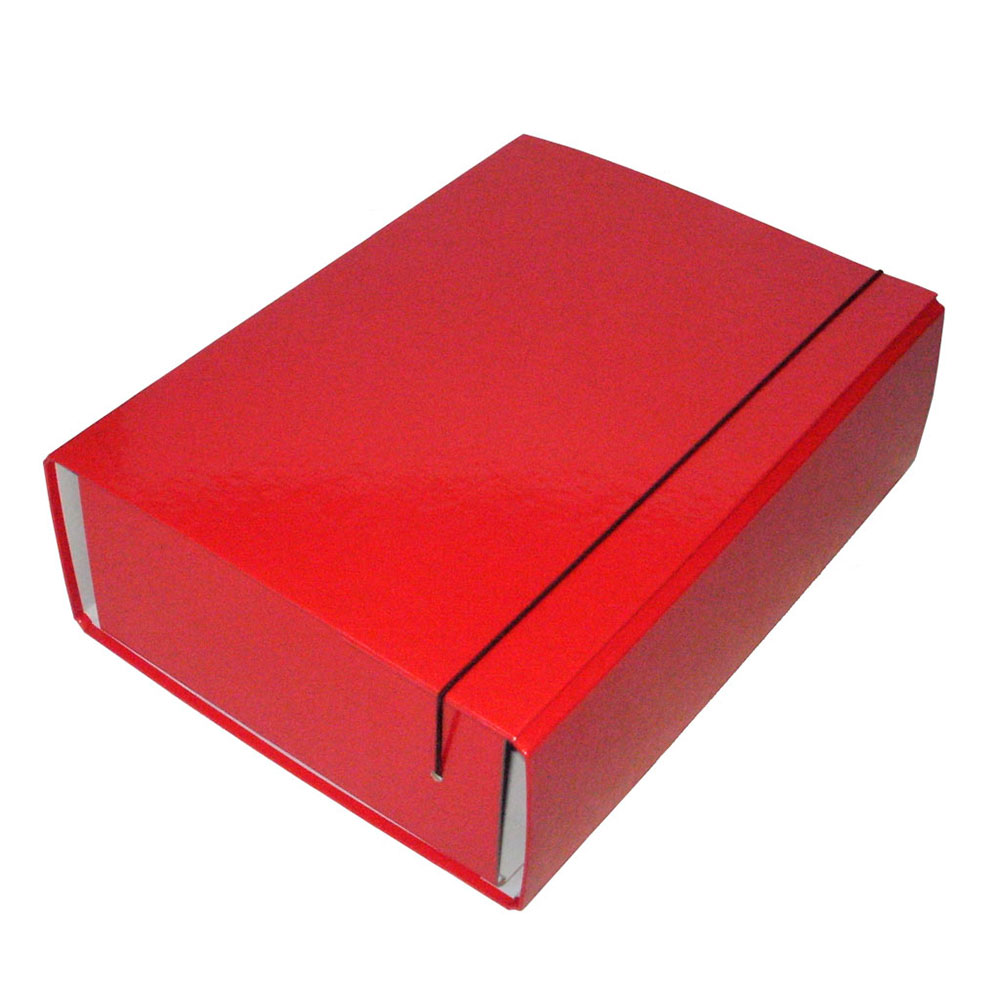 Папка - короб А4 ITEM 100 мм на гумці, лакове покриття, колір червоний іТЕМ306-100/01
