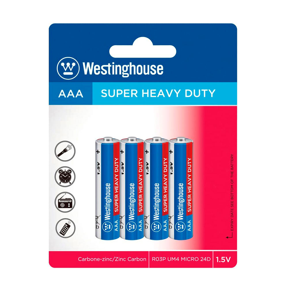Батарейка Westinghouse Super Heavy Duty AAA/R03, 4 штуки, блістер R03P-BP4