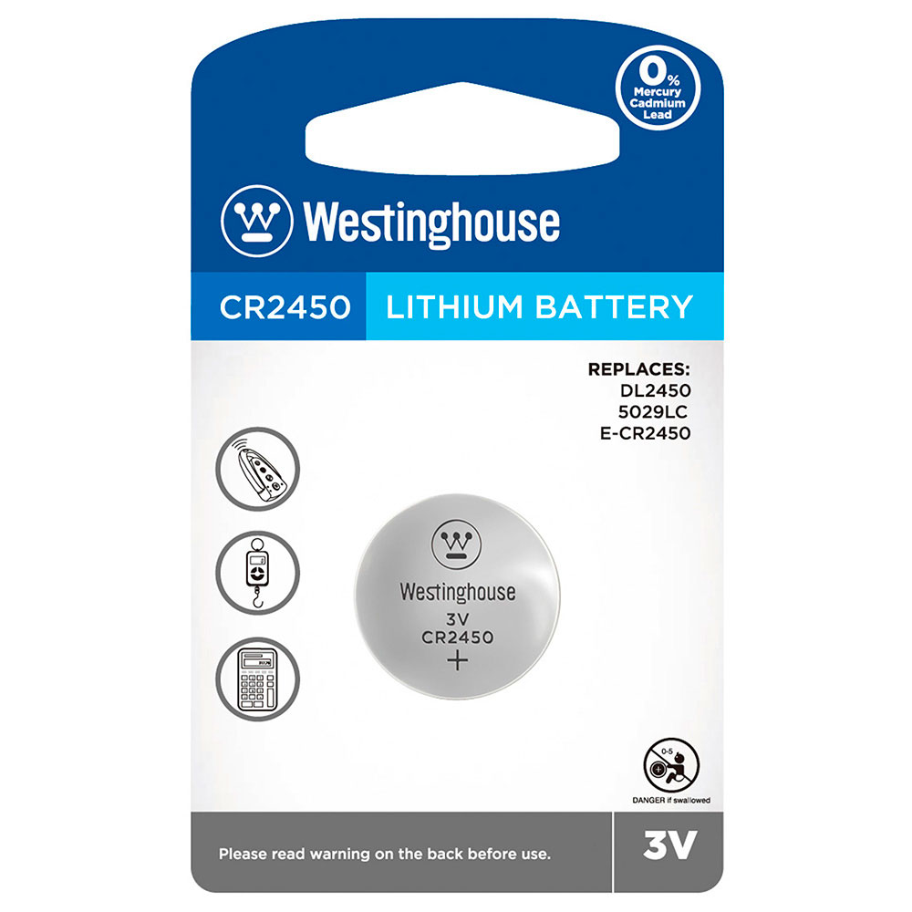 Батарейка Westinghouse Lithium CR2450, 1 штука, блістер CR2450-BP1