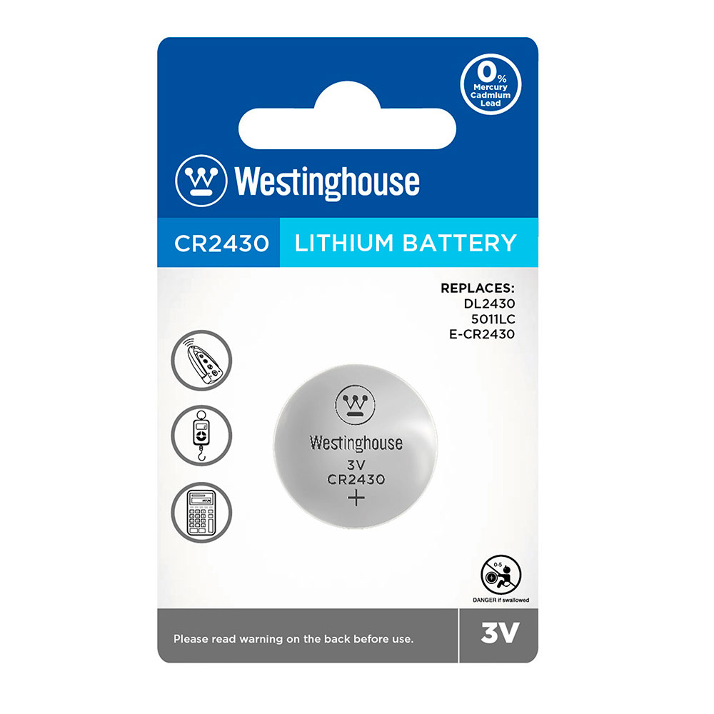 Батарейка Westinghouse Lithium CR2430, 1 штука, блістер CR2430-BP1