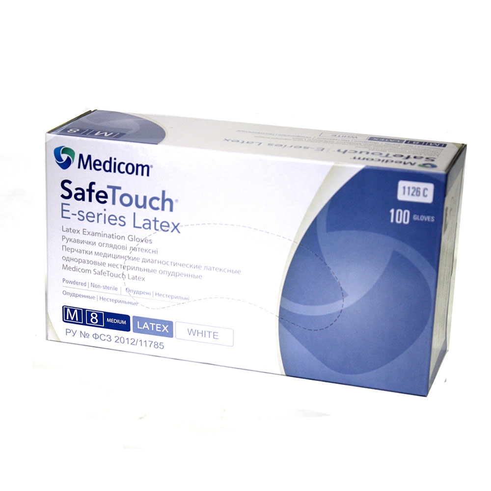 Рукавиці латексні Medicom Safe Touch 100 штук в упаковці L M S 1126