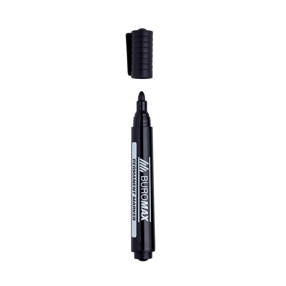 Маркер Buromax перманентний водостійкий, 2-4 мм, круглий пишучий вузол, колір чорний BM.8700-01
