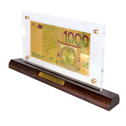Банкнота із золотим напиленням Гранд Презент на підставці "1000 EURO"  18 х 14,3 х 6 см ГП60075