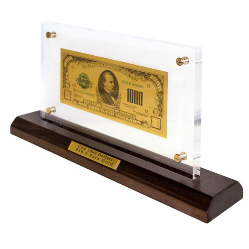 Банкнота із золотим напиленням Гранд Презент на підставці "1000 USD"  18 х 14,3 х 6 см ГП60076