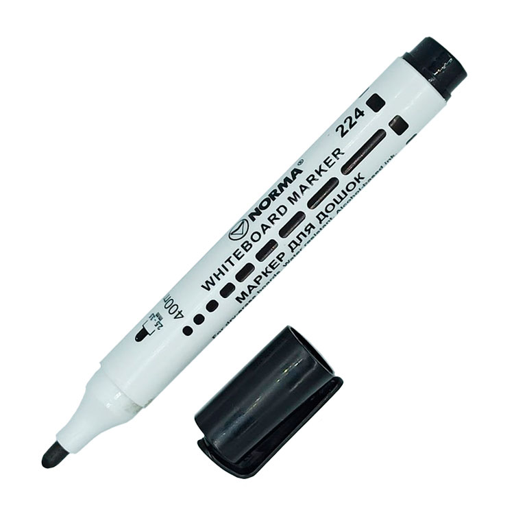 Маркер для дошок Norma 2,5 - 3,5 мм, круглий пишучий вузол, чорний 224-09N