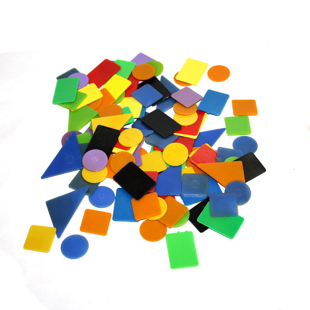 Набір геометричних фігур у контейнері, 100 штук, пластик 0183