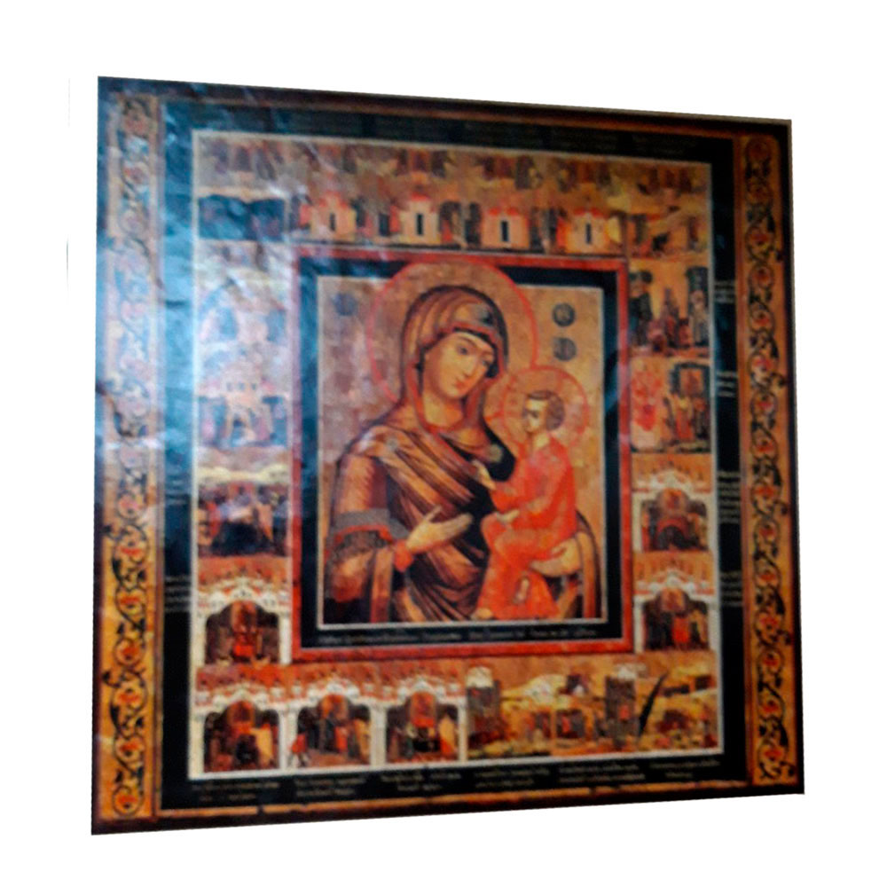 Панно настінне керамічне Ікона Божої Матері з Ісусом, 42 х 42 см в дерев`яній рамі 4 см