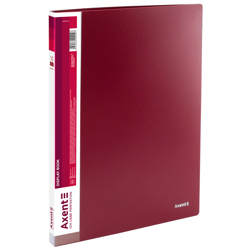 Дисплей - книга Axent А4 на 10 файлів, пластикова, прозора, бордова 1010-04-A