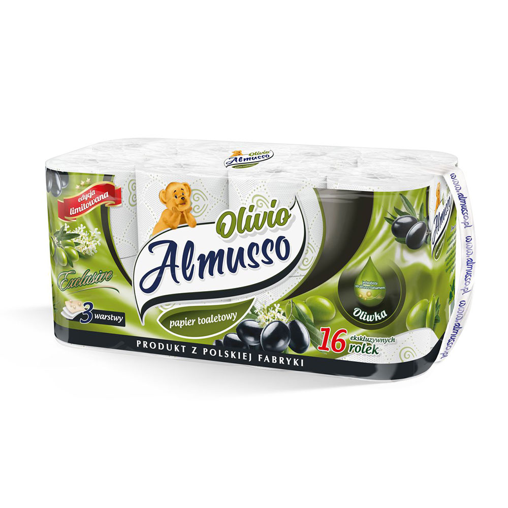 Туалетний папір Almusso Olivio ароматизований "Оливка" 3-х шаровий, 16 штук в упаковці