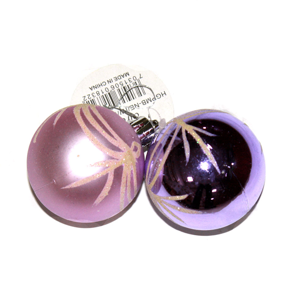 Кулі матові та блискучі з позолотою, d=6 см, бузкові, рожеві в дисплеї NE6002Rose/Lavender