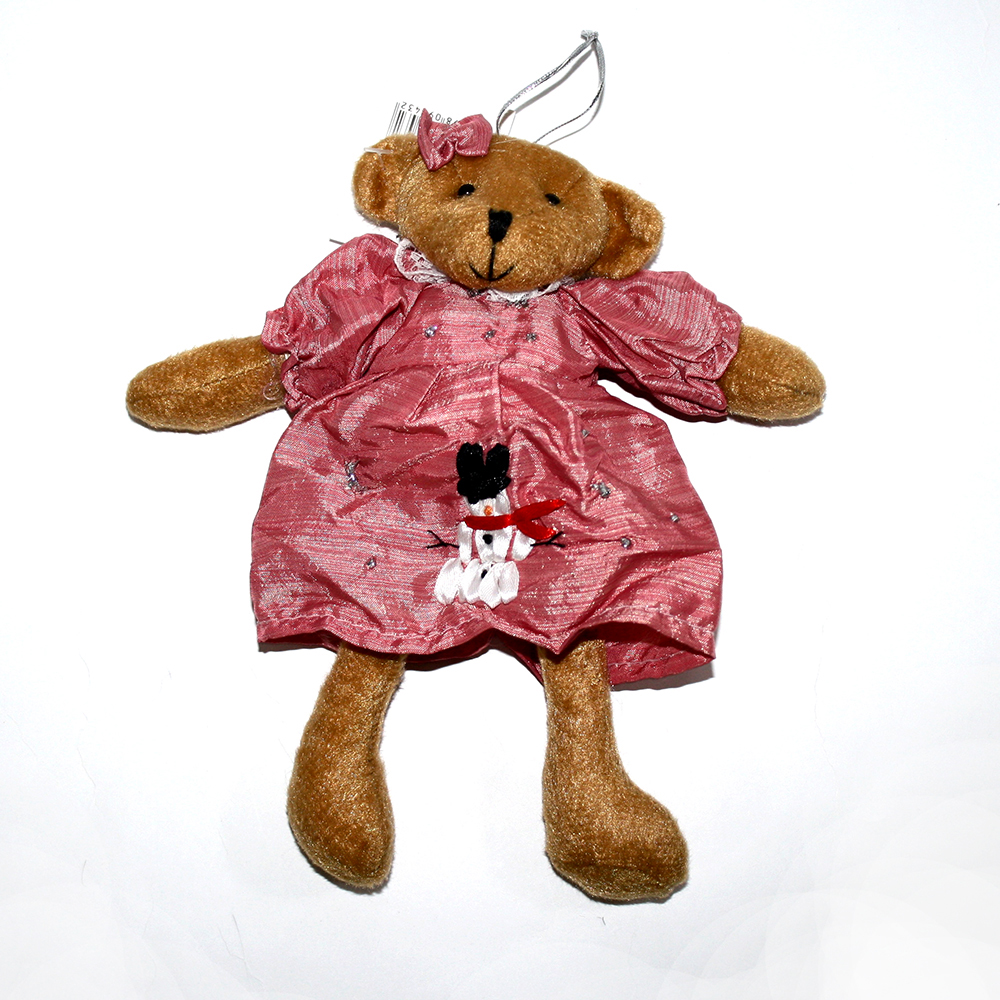 М'яка іграшка ведмедик у платті, з бантиком, з підвіскою LEO-9744 ABC