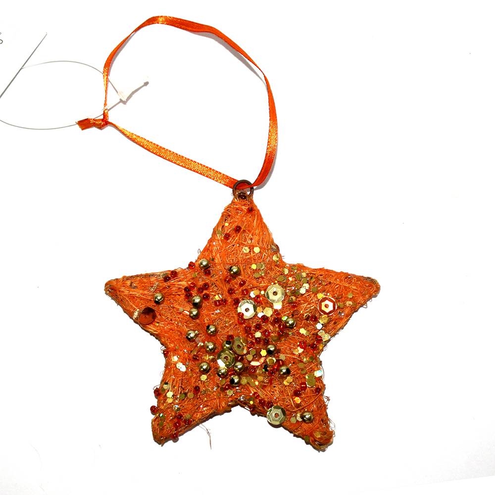 Новорічна підвіска у формі зірки h=10см, колір помаранчевий GA865535-14OG