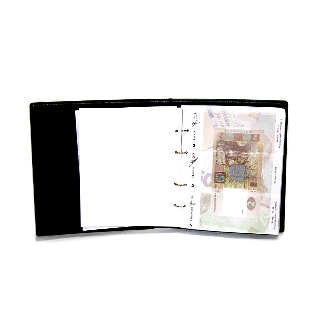 Альбом для банкнот "Банкноти України" 33 куліси, обкладинка штучна шкіра