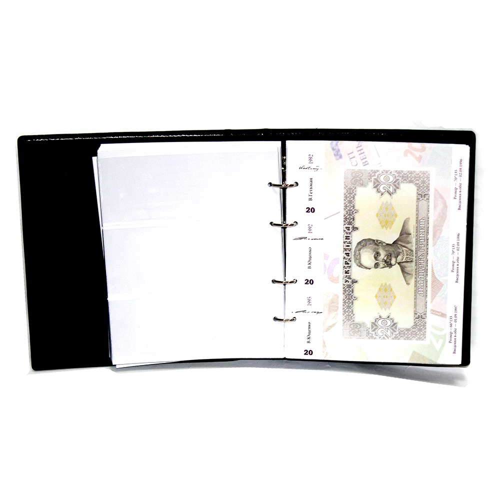 Альбом для банкнот "Банкноти України" 33 куліси, обкладинка штучна шкіра