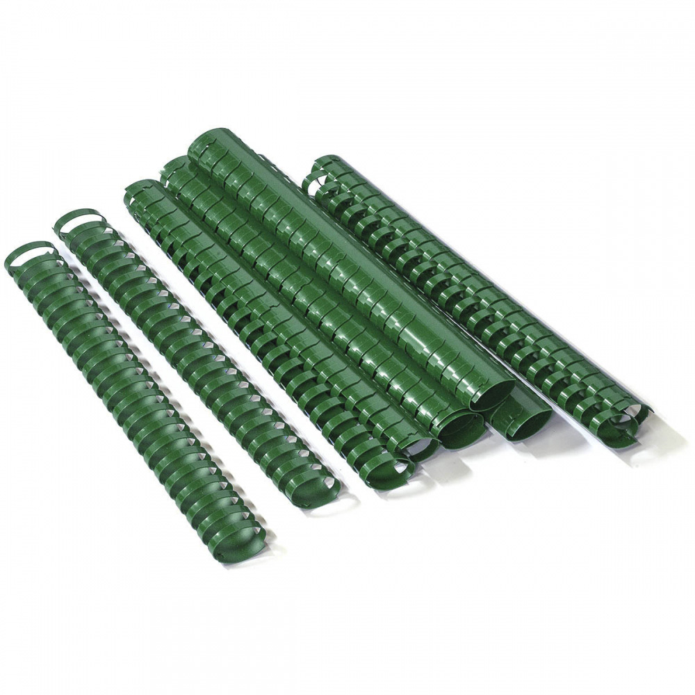 Пружини пластикові Agent 32 мм, зшивають до 280 аркушів, зелені, 50 штук в упаковці 1332740