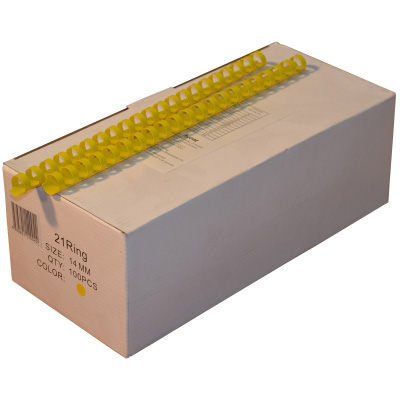 Пружини пластикові Agent 14 мм, зшивають до 100 аркушів, жовті, 100 штук в упаковці 1314770