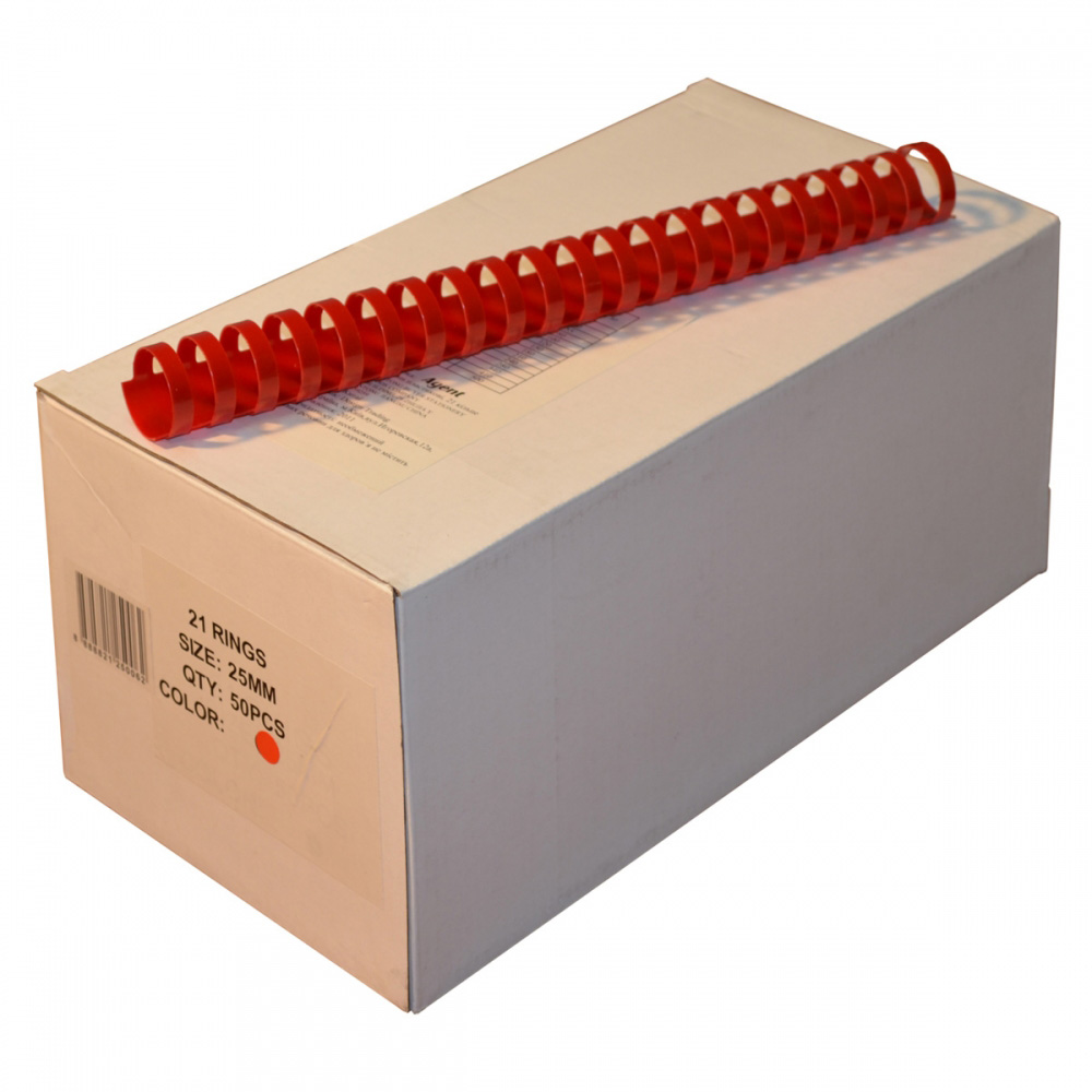Пружини пластикові Agent 28 мм, зшивають до 240 аркушів, червоні, 50 штук в упаковці 1328750