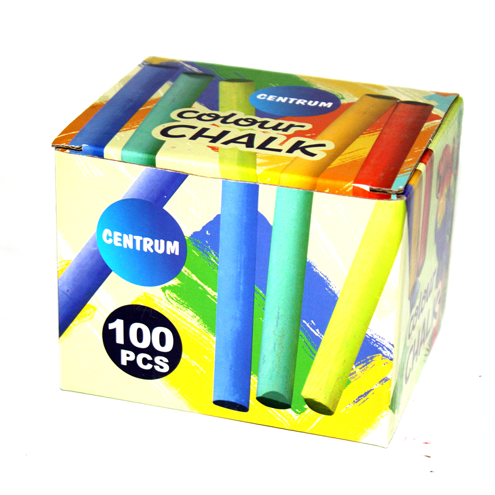 Крейда кольорова Centrum 100 штук, 6 кольорів, L=8 см; d= 9 мм, кругла, картонна коробка 80373