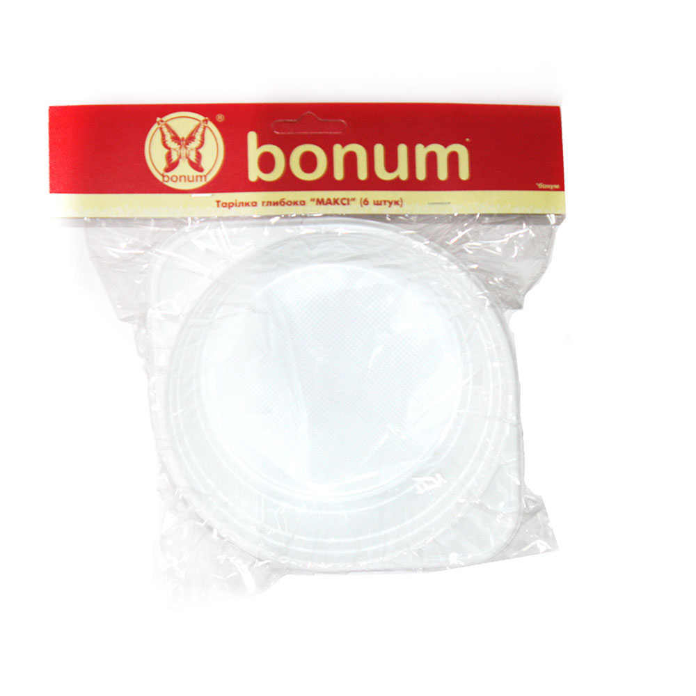Тарілка одноразова глибока Максі Bonum, 6 штук в упаковці