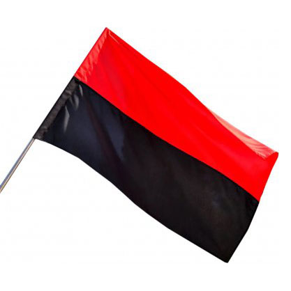 Прапор УПА 10 х 15 см, червоно-чорний, габардин, на паличці з присоскою П-2 г авто УПА