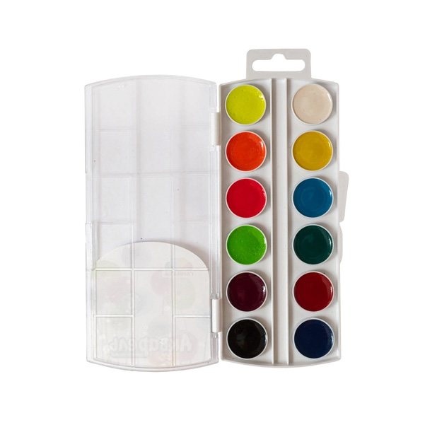 Фарба акварельна Гамма "Творчість" 6 + 6 флуоресцентних кольорів, без пензлика‚ пластикова коробка 400118