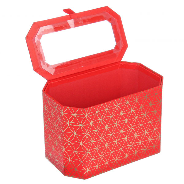 Коробка для подарунків червона із золотом,  20 х 9 х 11 см W5790